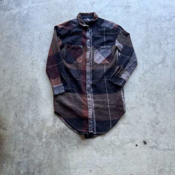 Free People Tops - Free People Street Talk Plaid Shirt Dress Size M brown tones oversized